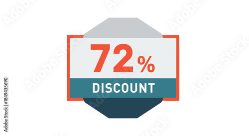 Vibrant 72% discount label design, ideal for digital marketing, retail promotions, and e-commerce, effectively communicating significant price