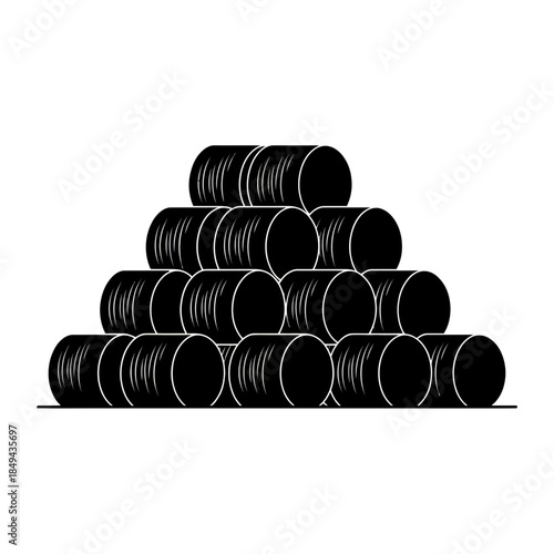 Hay bales in the field stacked vector illustration