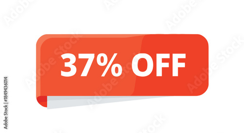 Striking red discount label with 37 percent off promotion, perfect for e-commerce, advertising, and retail campaigns highlighting price reductions