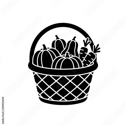 Basket of harvested vegetables filled basket vector illustration