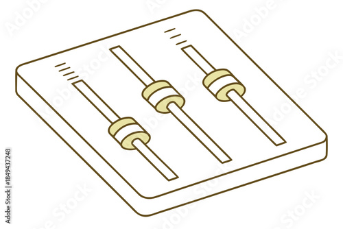 Control Panel: A minimalistic illustration depicts a control panel with three sliders, a visual metaphor for adjusting settings.