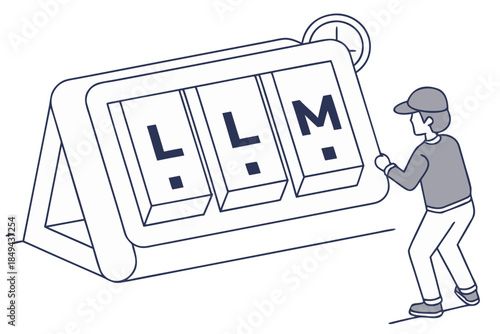LLM Countdown: A digital timer display, with a person interacting with the timer, symbolizing the concept of deadlines and time management.