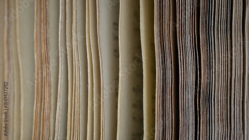 Pages from a book are lined up side by side