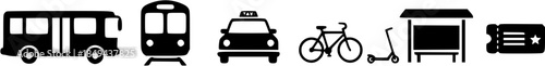 Various transportation modes depicted in a simple graphic illustration