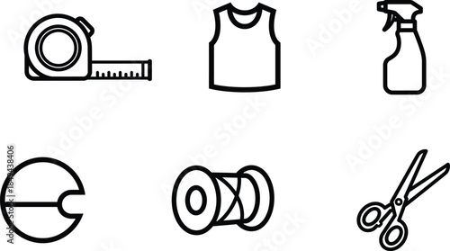 sewing and tailoring tools and accessories for garment construction  icons