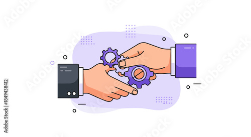 Business partnership gears turning together in harmony