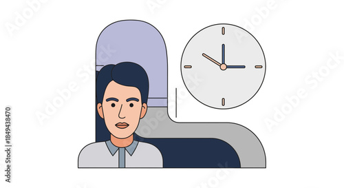 Man sitting in bed with worried expression looking at clock