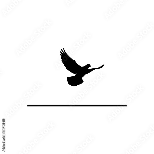 Dove soaring over a mountain range vector illustration
