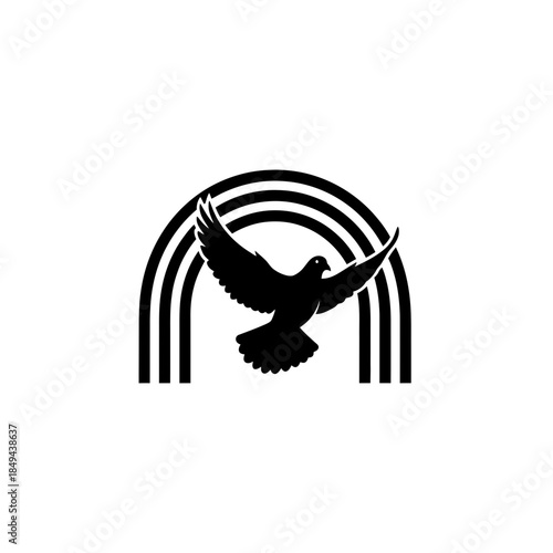 Dove resting on a peaceful horizon vector illustration