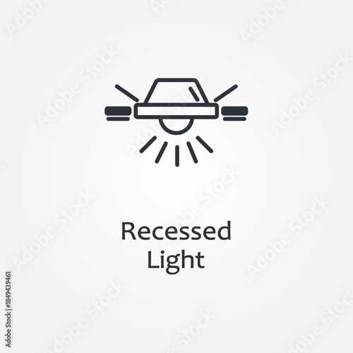 Vector illustration of modern ceiling lamp. Flat icon of recessed light. Home & office lighting. Isolated object on white background.