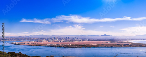 Downtown San Diego cityscape and the bay with boats