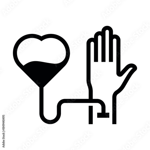 WebBlood donation symbol showing a hand and heart-shaped bag designed in a vector style for awareness and education