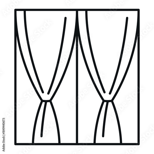 Home curtains icon, in line style, representing home decor elements in a modern style
