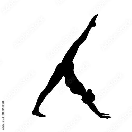 Warrior two yoga pose silhouette side view vector illustration