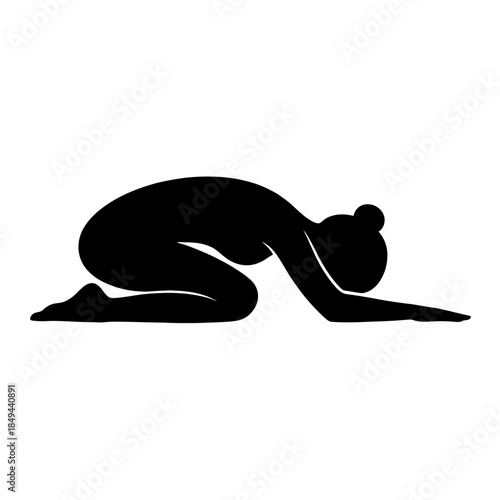 Wheel yoga backbend pose silhouette vector illustration