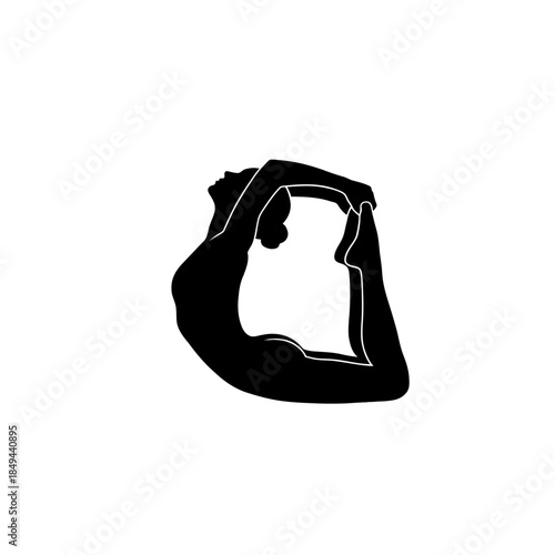 Twin kneeling backbend yoga pose silhouette flow vector illustration