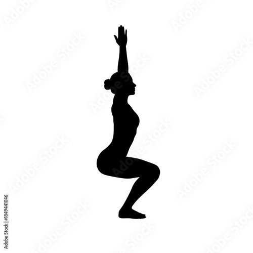 Downward dog yoga pose silhouette side view vector illustration