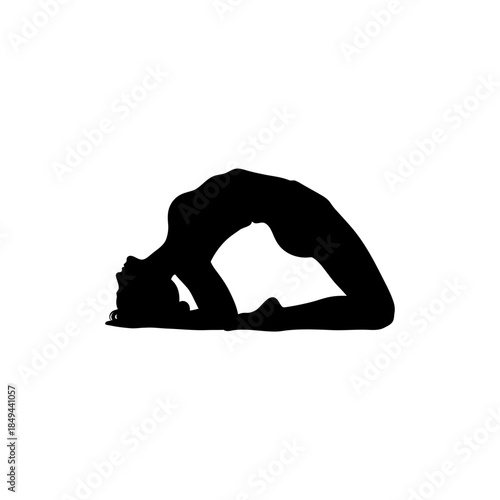Child pose extended arms yoga silhouette vector illustration