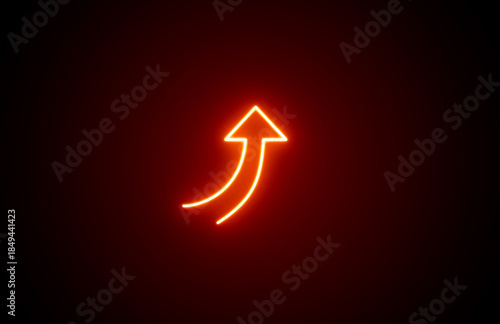 Neon glowing growth sign icon symbol. Neon Business graph chart icon on black background. growth concept neon line moving. Growth finance graph chart. Pink color 3d business, finance icon.