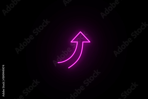 Neon glowing growth sign icon symbol. Neon Business graph chart icon on black background. growth concept neon line moving. Growth finance graph chart. Pink color 3d business, finance icon.