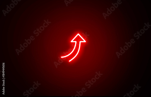 Neon glowing growth sign icon symbol. Neon Business graph chart icon on black background. growth concept neon line moving. Growth finance graph chart. Pink color 3d business, finance icon.