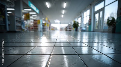 A clean, spacious interior with glossy tiled flooring and bright lighting, creating an inviting atmosphere in a retail environment.