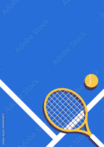 blue tennis court banner. tennis court illustrations with copy space