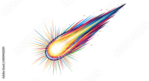 Vibrant Comet Illustration A Colorful Celestial Body Streaking Through Space with a Radiant Tail