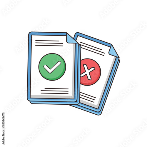 Approved and rejected status icons with checkmark and cross symbols