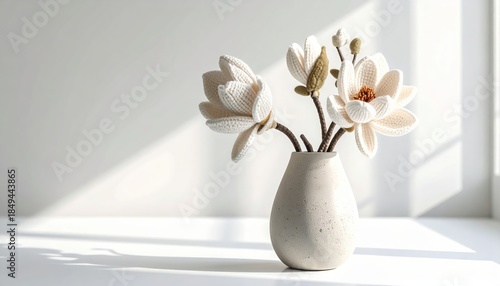 Minimalist Magnolia Crochet Flower Vase