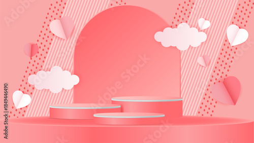 valentine pink podium love background