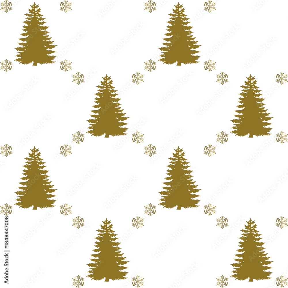 Obraz premium christmas tree seamless pattern gold