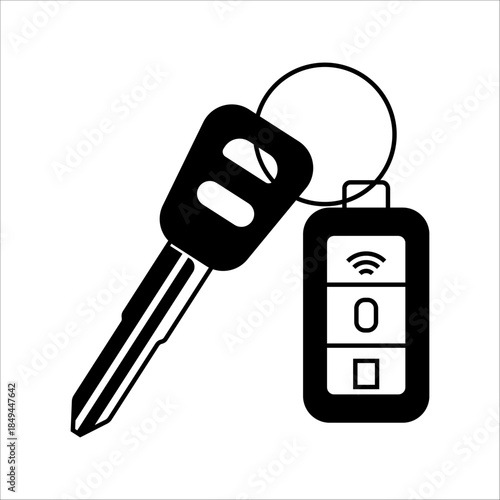 Car padlock icon isolated on a transparent background. Automotive services. Electronic car keys and alarm systems. Car padlock security key.