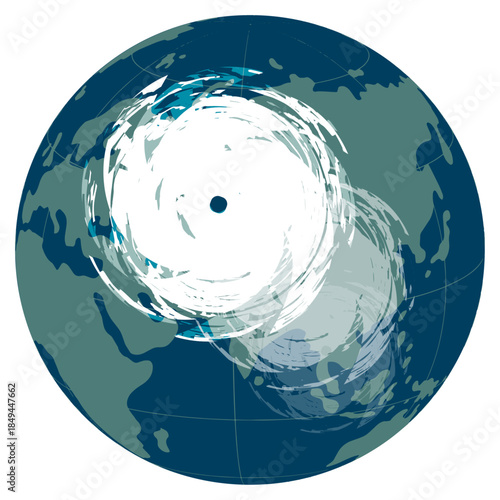 地球と大きな台風の災害イラスト