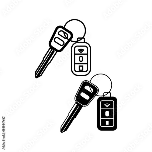 Car padlock icon isolated on a transparent background. Automotive services. Electronic car keys and alarm systems. Car padlock security key.