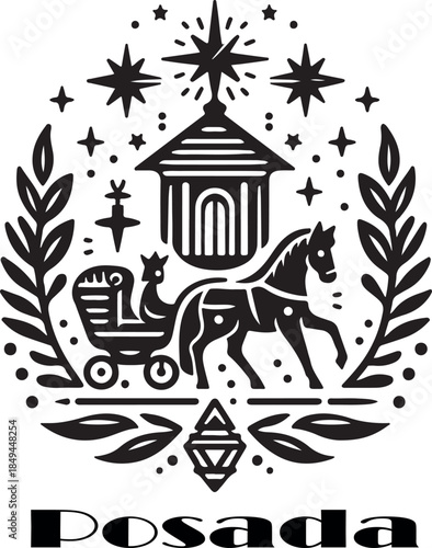 Spanish christmas posada logo vector white background .