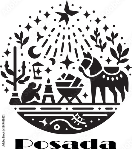  spanish christmas posada logo vector white background