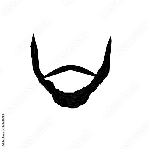 Illustration of a man's beard and mustache. Flat design of a black beard. Cartoon illustration of a man's mustache