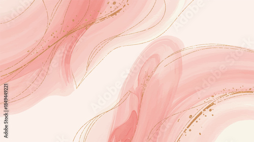 A soft, ethereal watercolor background featuring abstract pink swirls and gold accents in a serene digital illustration
