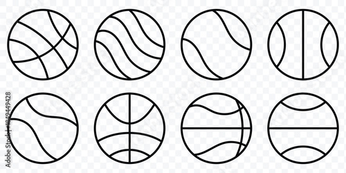 Basketball icon set. Minimalist sports design for creative projects. Basketball vector illustration for sports design and game assets with various styles. eps 10