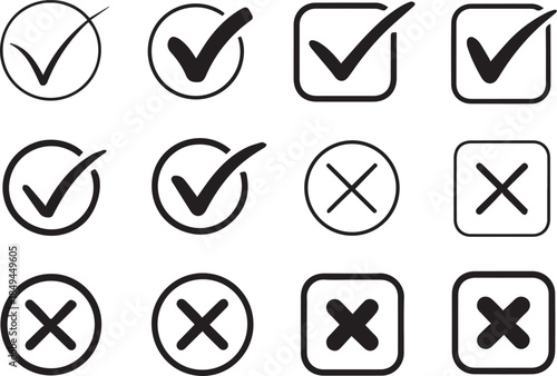 Set of vector icons featuring numbers and web design elements like buttons, arrows, and check marks for business website interfaces