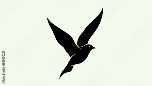 Silhouette of a bird in flight with wings spread wide.