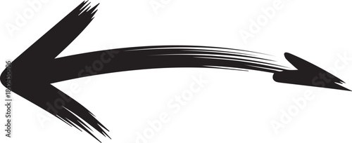 Brushstroke Left Arrow Icon – Bold Hand-Drawn Symbol for Directional Emphasis in Creative Design