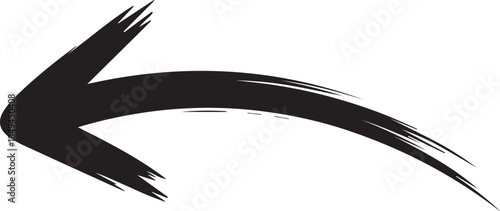 Brushstroke Left Arrow Icon – Bold Hand-Drawn Symbol for Directional Emphasis in Creative Design