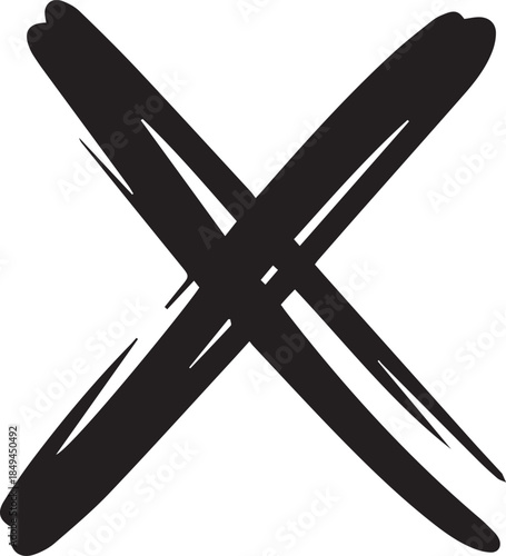 Brushstroke “X” Mark – Bold Hand-Drawn Symbol for Rejection, Error, or Negation