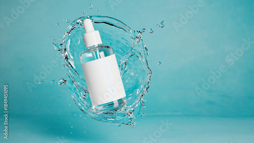 mockup of blank label dropper bottle floating illustration.ai 