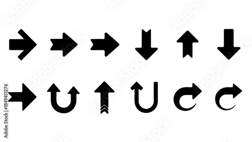 Various black arrows pointing in different directions on a white background