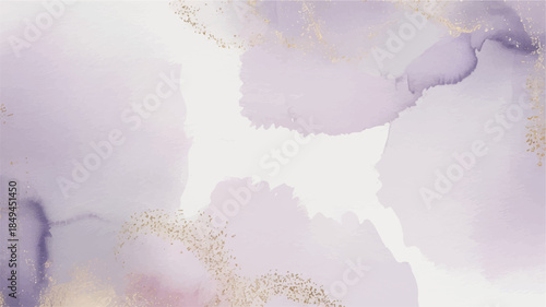 A soft, ethereal watercolor background with abstract shapes and subtle gold accents viewed from above in a serene environment