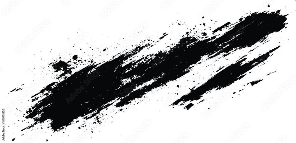 Naklejka premium Black abstract oil paint spot. Oil pailt brush stroke stock photo