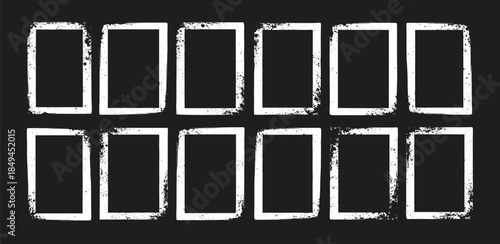 Collection of empty rectangular frames with chalk-like borders on a dark background